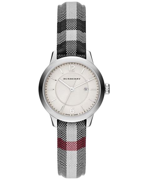 Women's Swiss Stone Check Fabric Strap Watch 32mm BU10103